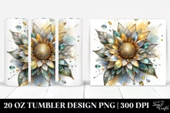 20 Oz Tumbler Sublimation | Shiny Sunflower with Golden Product Image 1