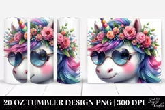 Cute Baby Unicorn with Floral Crown, Transparent 20 Oz Product Image 1