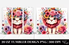 Cute Lion Flower Crown | 20 oz Tumbler Product Image 1