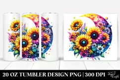 Vibrant Sunflower Half Moon Tumbler Design | 20 oz Tumbler Product Image 1