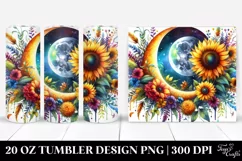 Vibrant Sunflower Half Moon Tumbler Design | 20 oz Tumbler Product Image 1