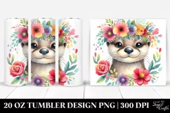Cute Otter with Flower Crown, Transparent 20 Oz Tumbler Product Image 1