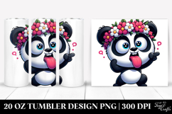 Silly Cartoon Panda with Flower Crown 20 Oz Tumbler Product Image 1