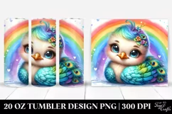 Cute Baby Peacock Resting on Rainbow | 20 oz Tumbler Product Image 1