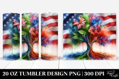 Abstract Tree USA Flag Flowers | 20 oz Tumbler Product Image 1