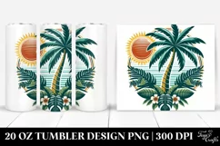 Retro Tropical Tree Sun Clipart | 20 oz Tumbler Product Image 1