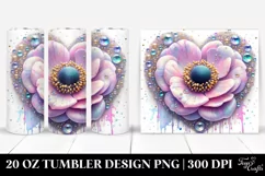 Glossy Anemone Heart Watercolor Splash | 20 oz Tumbler Product Image 1