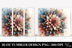 Abstract Pastel Wooden Dahlia, Transparent 20 Oz Tumbler Product Image 1