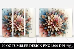 Abstract Pastel Wooden Dahlia, Transparent 20 Oz Tumbler Product Image 1