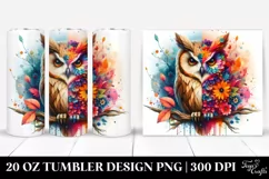 Abstract Vibrant Owl Flowers Frame. 20 Oz Tumbler Design Product Image 1