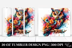 Abstract Vibrant Owl Flowers Frame. 20 Oz Tumbler Design Product Image 1