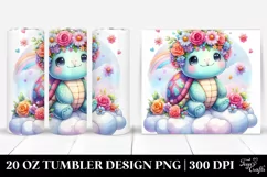 Cute Watercolor Turtle with Flower Crown, Transparent 20 Oz Product Image 1