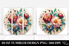 Stained Peonies Wooden | 20 Oz Tumbler Product Image 1