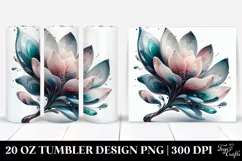 Abstract Glossy Magnolia Watercolor Splash | 20 Oz Tumbler Product Image 1