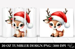 Whimsical Deer with Santa Hat 20 Oz Tumbler Product Image 1