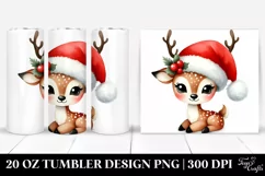 Whimsical Deer with Santa Hat 20 Oz Tumbler Product Image 1