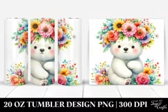 Cartoon Polar Bear Flower Crown Central Figure | 20 oz Product Image 1