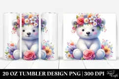Cartoon Polar Bear Flower Crown Central Figure | 20 oz Product Image 1