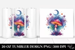 Colorful Celestial Mushroom Clipart, Transparent 20 Oz Product Image 1