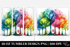 Colorful Watercolor Vibrant Rainbow Trees | 20 Oz Tumbler Product Image 1