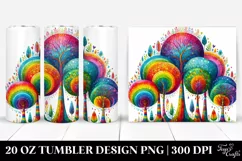 Colorful Watercolor Vibrant Rainbow Trees | 20 Oz Tumbler Product Image 1