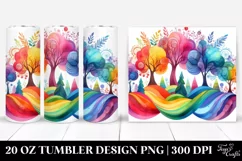 Colorful Watercolor Vibrant Rainbow Trees | 20 Oz Tumbler Product Image 1