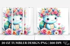 Cartoon Turtle Pastel Flower Crown Central Figure | 20 oz Product Image 1
