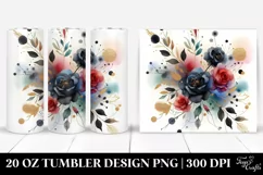 Watercolor Black Roses Gold Insertions | 20 oz Tumbler Product Image 1