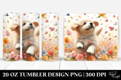 Tumbling Dog with Spring Petals | 20 Oz Tumbler Product Image 1