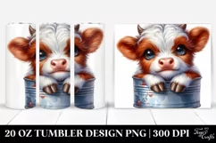 Cute Baby Highland Cow with Big Eyes, Transparent 20 Oz Product Image 1