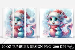Excited Pastel Dragon with Santa Hat 20 Oz Tumbler Product Image 1