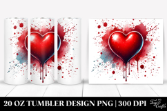 Red Glossy Heart Watercolor 20 Oz Tumbler Product Image 1