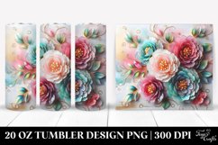 20 Oz Tumbler Sublimation | Colorful Peonies with Floral Product Image 1