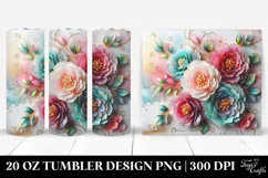 20 Oz Tumbler Sublimation | Colorful Peonies with Floral Product Image 1