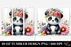 Cartoon-Style Panda with Flower Crown | 20 oz Tumbler Product Image 1
