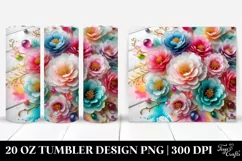 20 Oz Tumbler Sublimation | Colorful Peonies with Floral Product Image 1