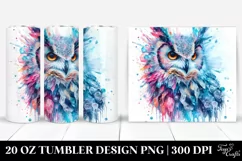 Abstract Vibrant Watercolor Owl Made of Ice | 20 oz Tumbler Product Image 1