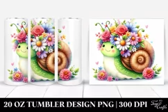 a Cartoon-Style Snail on Flower Crown | 20 oz Tumbler Product Image 1