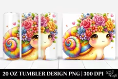 a Cartoon-Style Snail on Flower Crown | 20 oz Tumbler Product Image 1