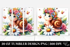 a Cartoon-Style Snail on Flower Crown | 20 oz Tumbler Product Image 1