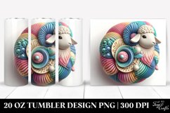 Colorful Pastel 3D Lamb Ornament, Transparent 20 Oz Tumbler Product Image 1