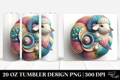 Colorful Pastel 3D Lamb Ornament, Transparent 20 Oz Tumbler Product Image 1