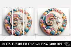 Colorful Pastel 3D Lamb Ornament, Transparent 20 Oz Tumbler Product Image 1