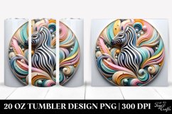 Colorful Pastel 3D Zebra Ornament, Transparent 20 Oz Tumbler Product Image 1