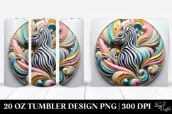 Colorful Pastel 3D Zebra Ornament, Transparent 20 Oz Tumbler Product Image 1