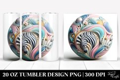 Colorful Pastel 3D Zebra Ornament, Transparent 20 Oz Tumbler Product Image 1