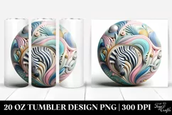 Colorful Pastel 3D Zebra Ornament, Transparent 20 Oz Tumbler Product Image 1