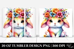 Vibrant Cartoon Rabbit with Flower Crown | 20 oz Tumbler Product Image 1