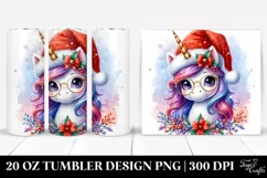 Cute Unicorn with Santa Hat 20 Oz Tumbler Product Image 1