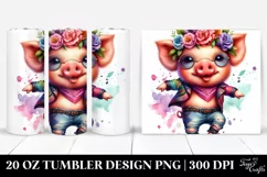 Baby Pig Dancing Watercolor 20 Oz Tumbler Product Image 1
